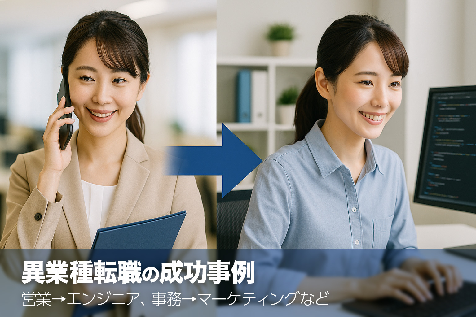 異業種転職の成功事例　営業→エンジニア、事務→マーケティングなど
